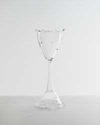 Clear glass goblet on a white background