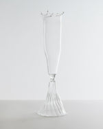 Clear glass vase on a white background