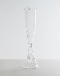 Clear glass vase on a white background