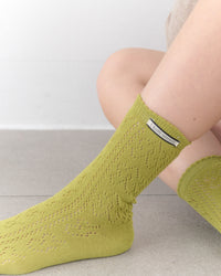 Eyelet Knit Socks in Olive