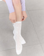 Eyelet Knit Socks in White