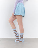 Mismatch Stripe Socks in Sky