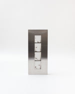 Rectangular metal frame with a central cutout on a white background