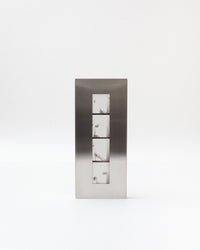 Rectangular metal frame with a central cutout on a white background